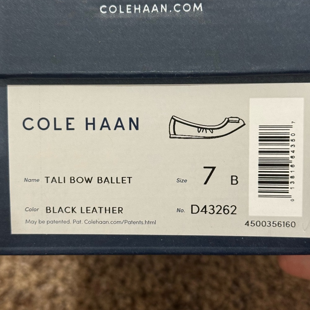 Cole Haan Women’s Black Faux Leather Tali Bow Ballet Flat Shoes size 7 - Picture 7 of 8